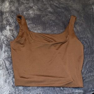 Brown crop top, originally from amazon, size large